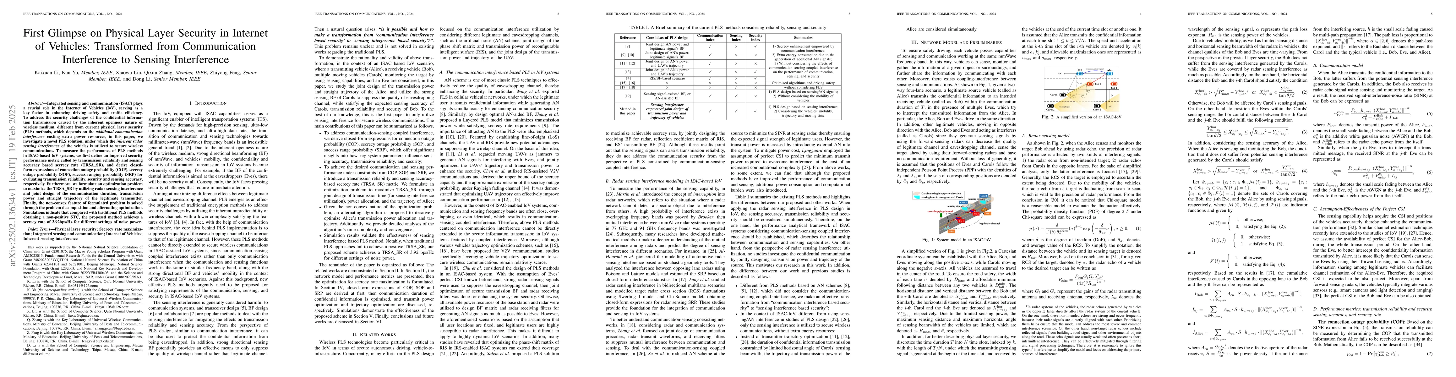 Thumbnail for First Glimpse on Physical Layer Security in Internet of Vehicles:
  Transformed from Communication Interference to Sensing Interference