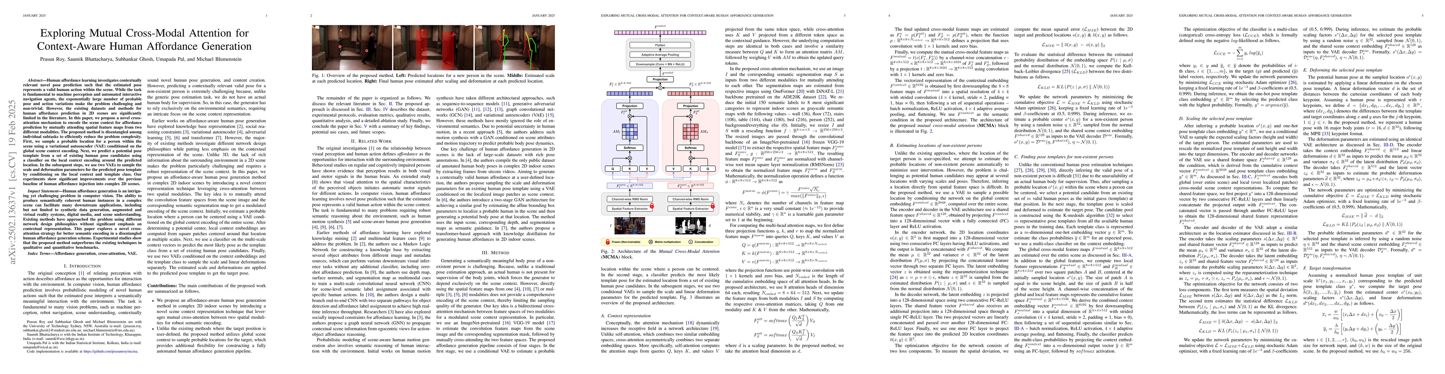 Thumbnail for Exploring Mutual Cross-Modal Attention for Context-Aware Human
  Affordance Generation