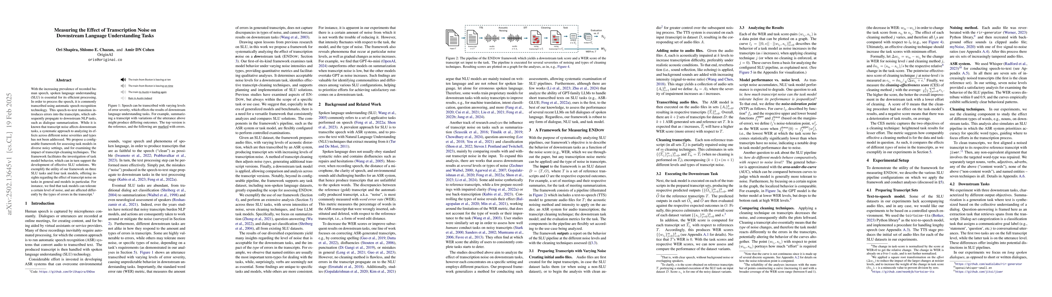 Thumbnail for Measuring the Effect of Transcription Noise on Downstream Language
  Understanding Tasks