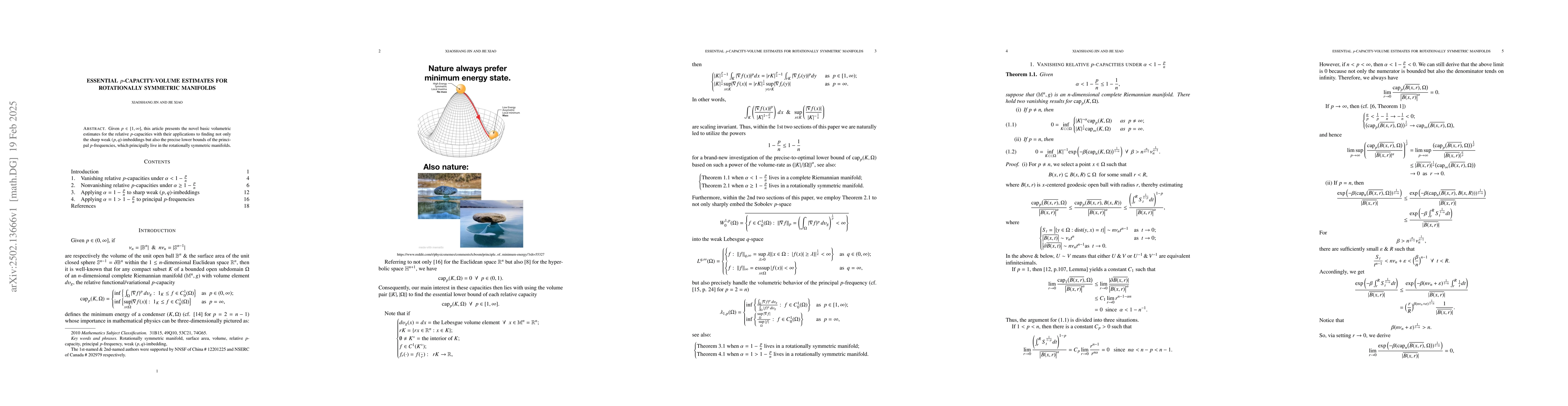Thumbnail for Essential $p$-capacity-volume estimates for rotationally symmetric
  manifolds