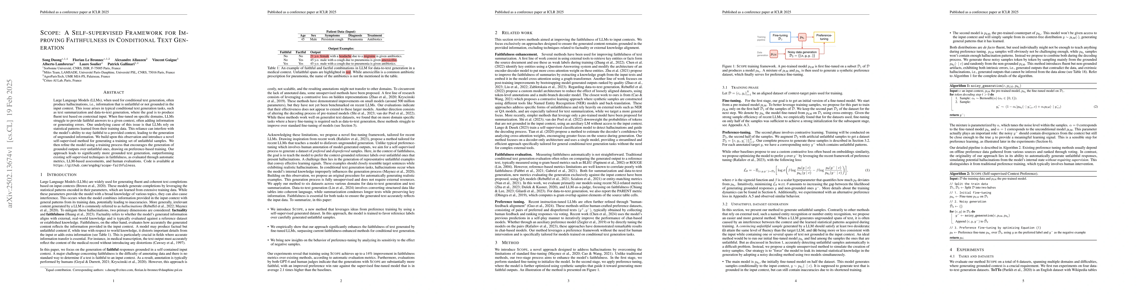 Thumbnail for SCOPE: A Self-supervised Framework for Improving Faithfulness in
  Conditional Text Generation