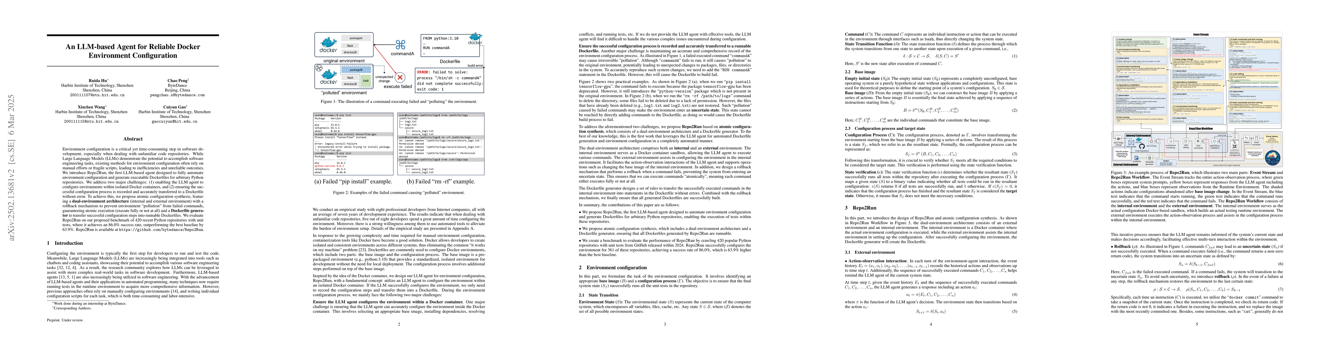 Thumbnail for An LLM-based Agent for Reliable Docker Environment Configuration