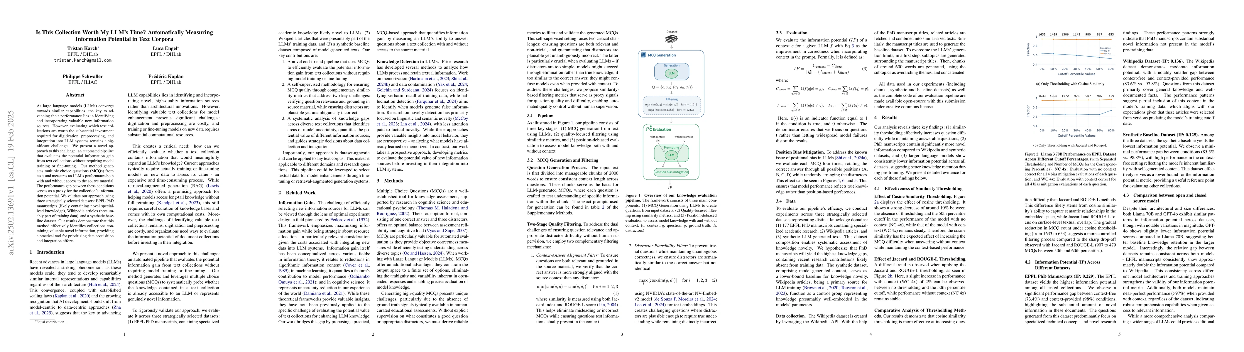 Thumbnail for Is This Collection Worth My LLM's Time? Automatically Measuring
  Information Potential in Text Corpora