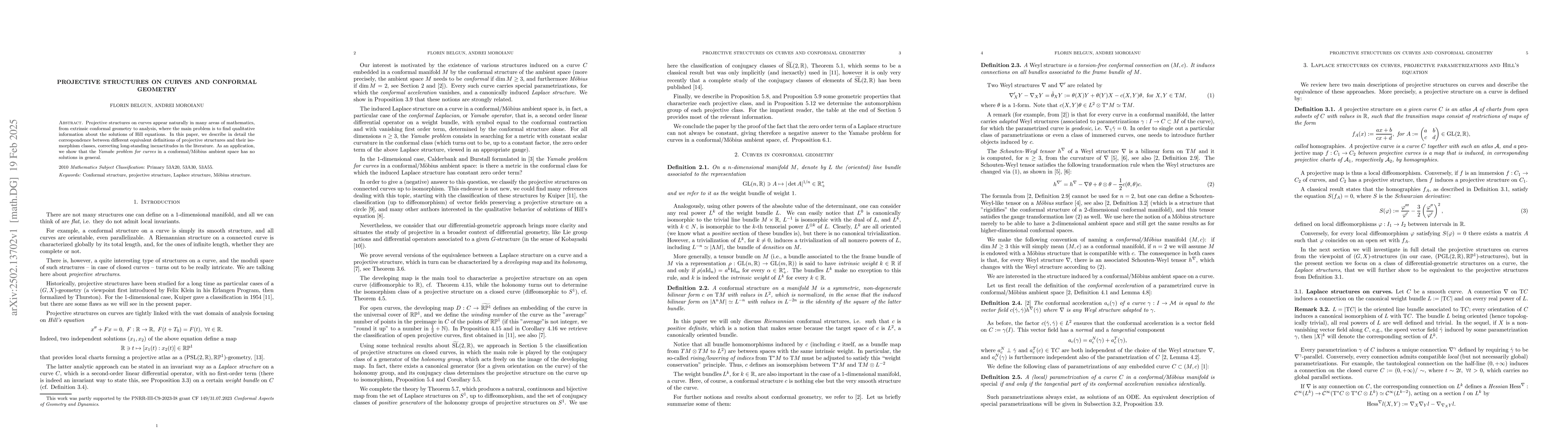 Thumbnail for Projective structures on curves and conformal geometry