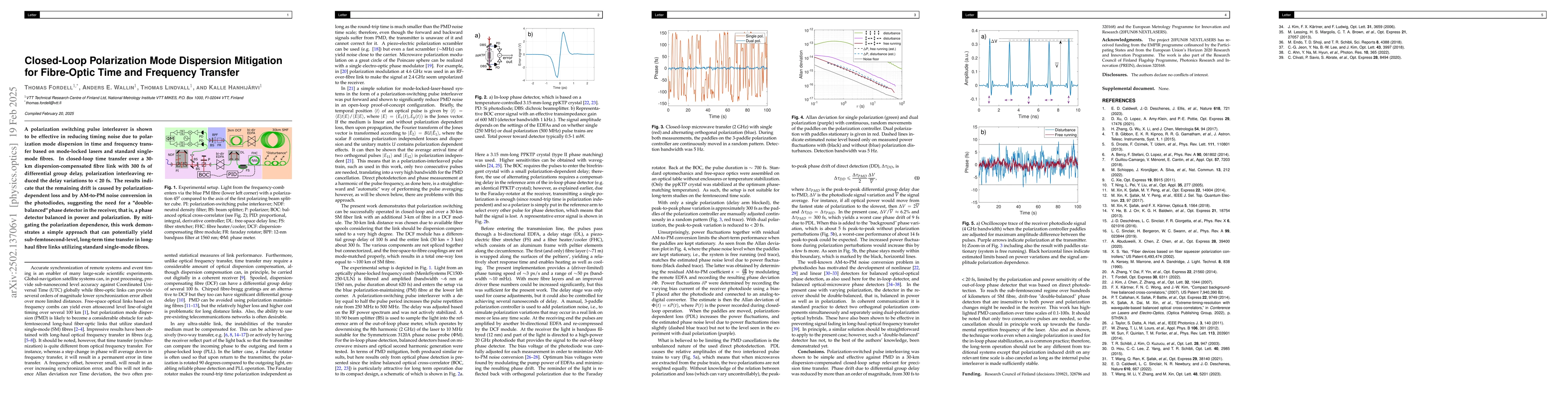 Thumbnail for Closed-Loop Polarization Mode Dispersion Mitigation for Fibre-Optic Time
  and Frequency Transfer