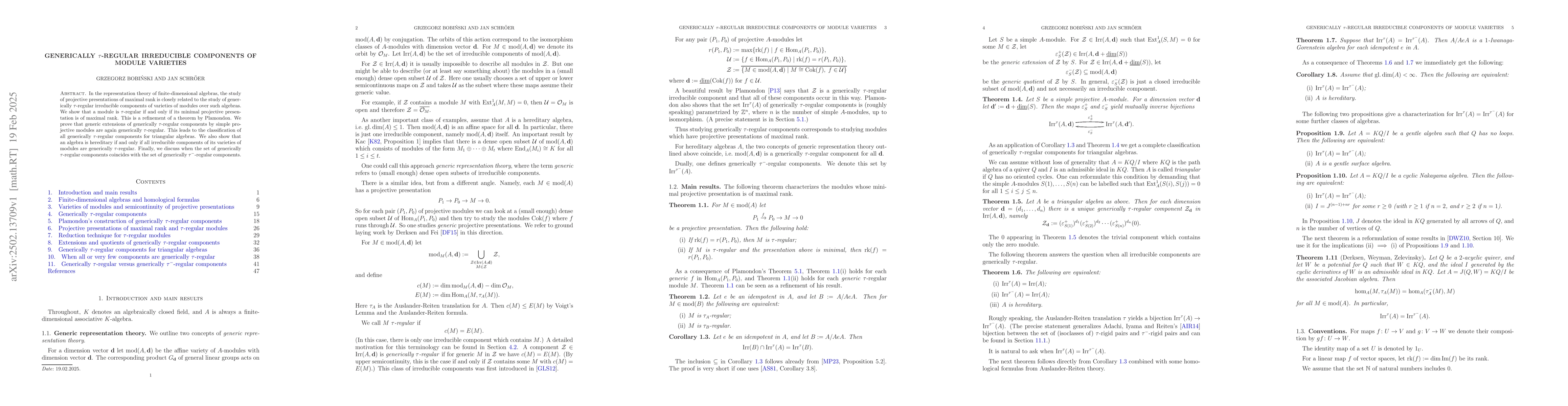 Thumbnail for Generically $Ď„$-regular irreducible components of module varieties