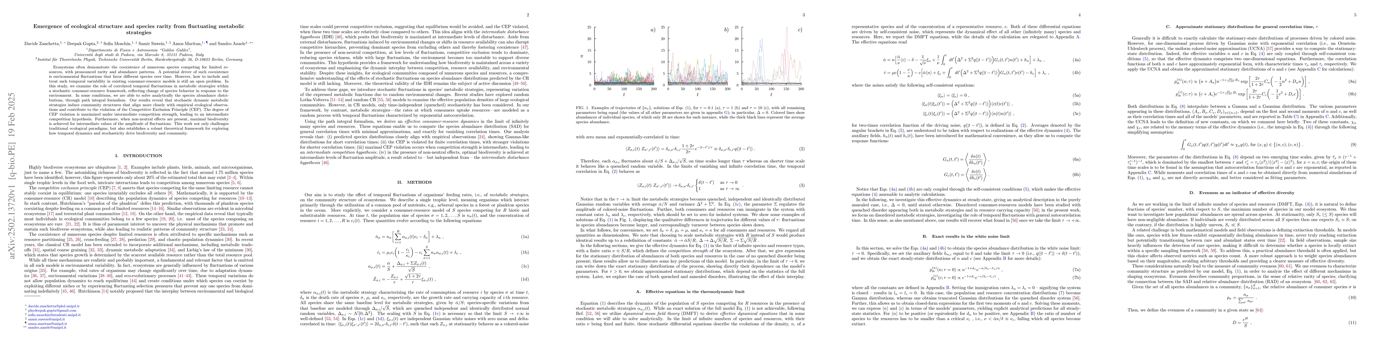 Thumbnail for Emergence of ecological structure and species rarity from fluctuating
  metabolic strategies