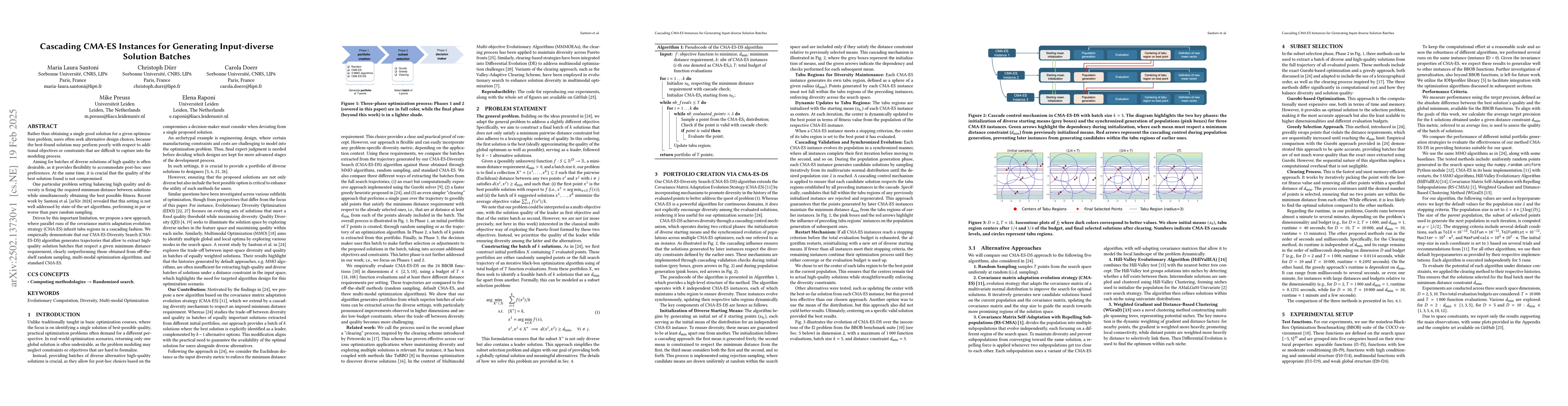 Thumbnail for Cascading CMA-ES Instances for Generating Input-diverse Solution Batches