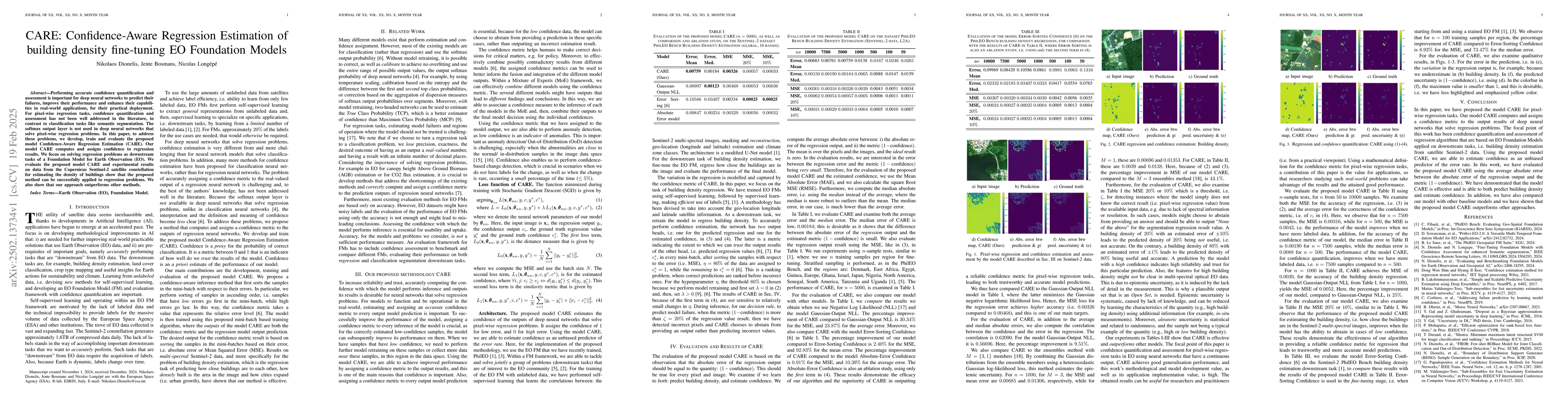 Thumbnail for CARE: Confidence-Aware Regression Estimation of building density
  fine-tuning EO Foundation Models