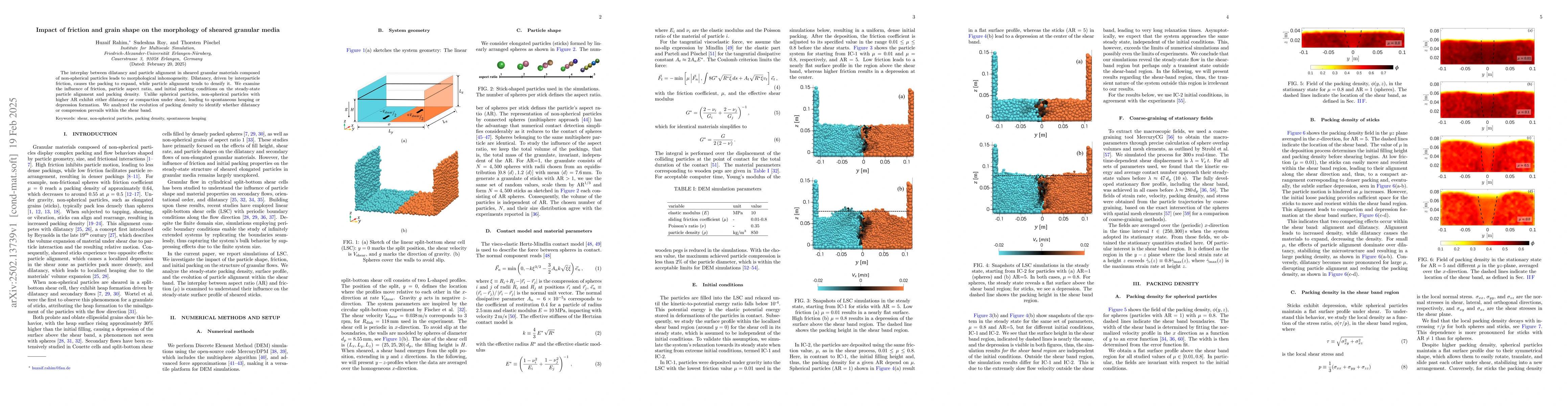 Thumbnail for Impact of friction and grain shape on the morphology of sheared granular
  media