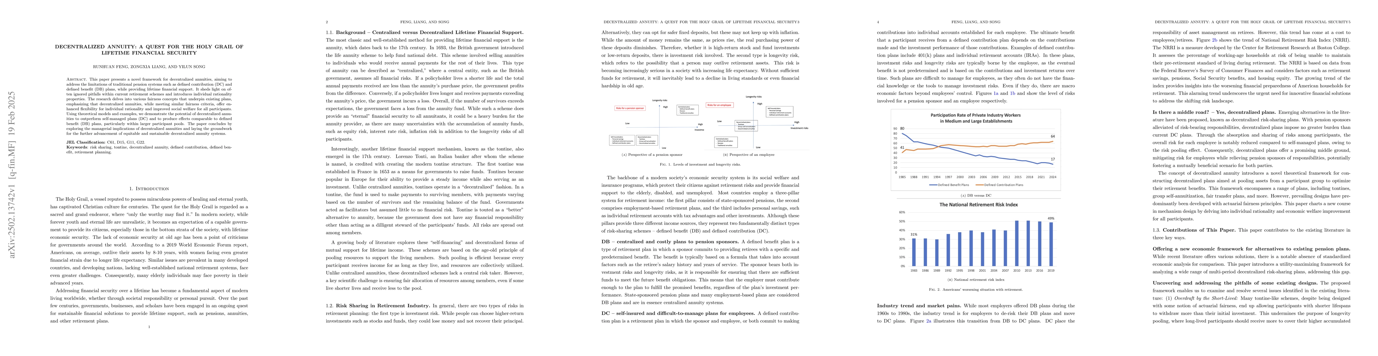 Thumbnail for Decentralized Annuity: A Quest for the Holy Grail of Lifetime Financial
  Security