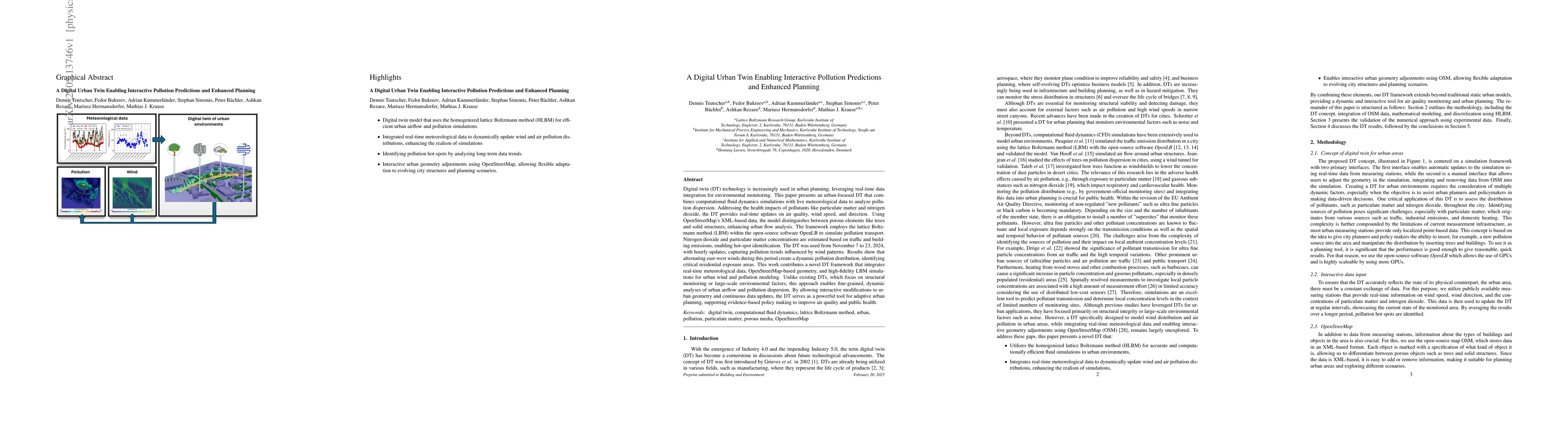Thumbnail for A Digital Urban Twin Enabling Interactive Pollution Predictions and
  Enhanced Planning