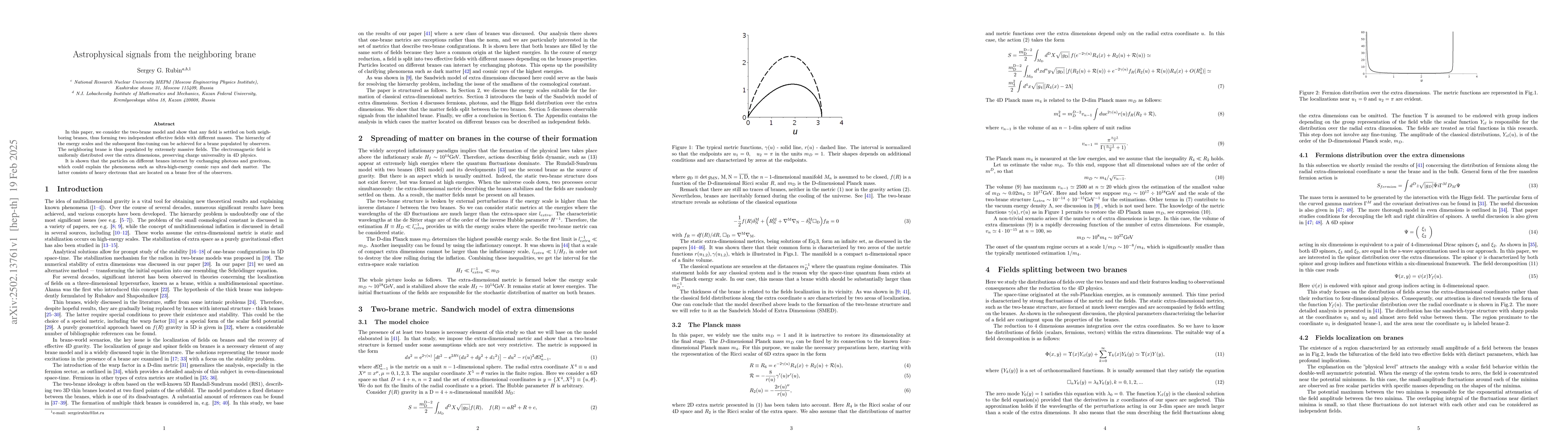 Thumbnail for Astrophysical signals from the neighboring brane