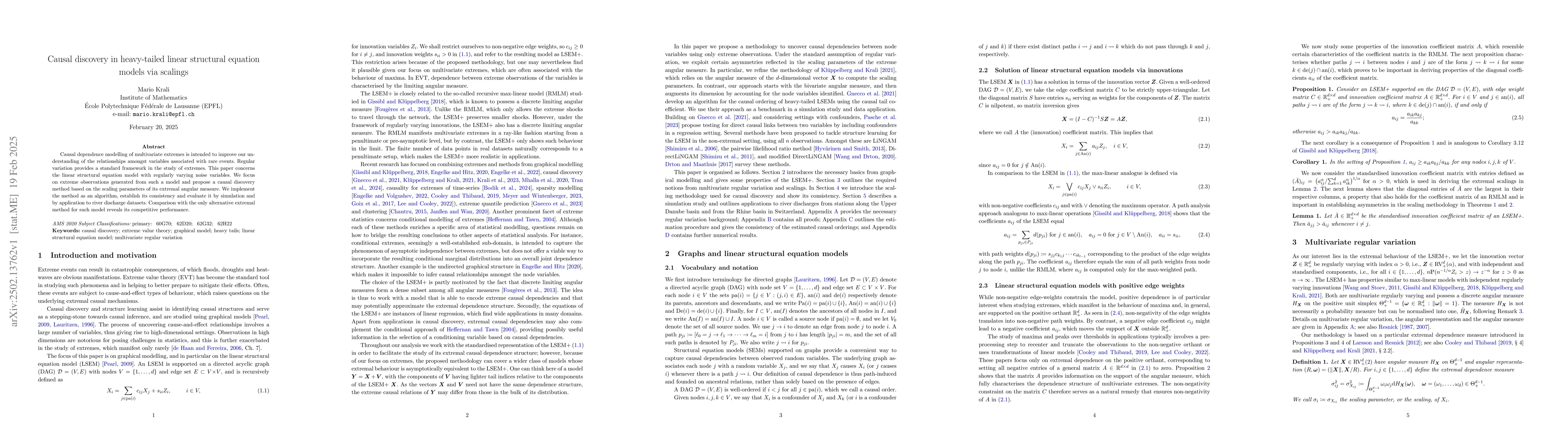 Thumbnail for Causal discovery in heavy-tailed linear structural equation models via
  scalings