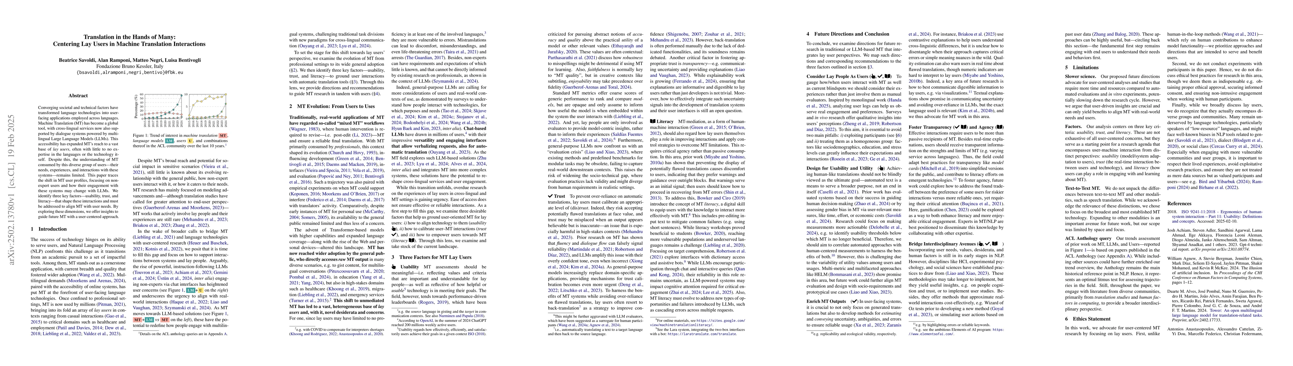 Thumbnail for Translation in the Hands of Many:Centering Lay Users in Machine
  Translation Interactions
