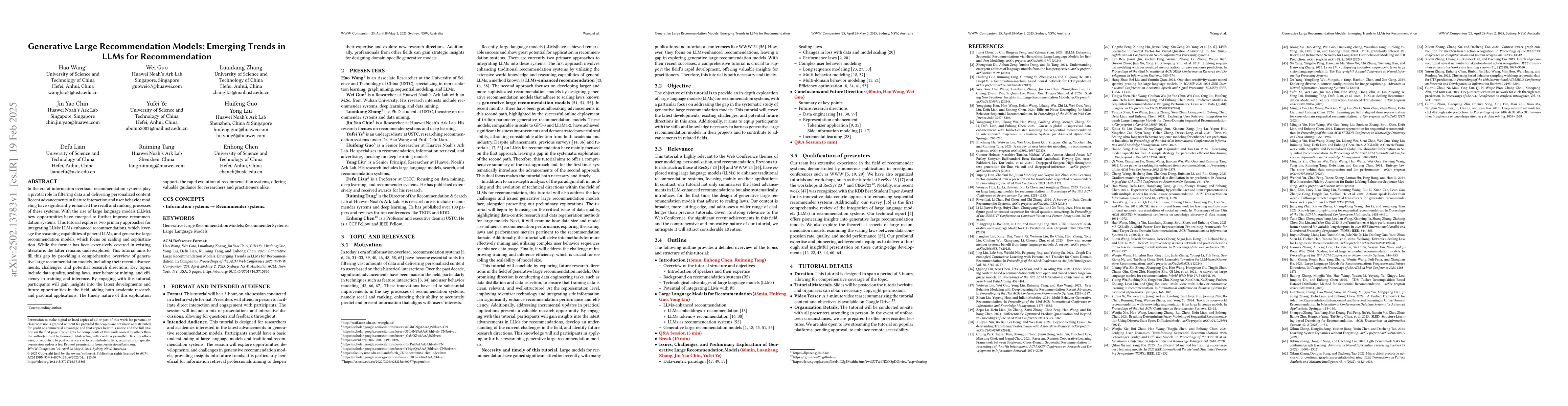 Thumbnail for Generative Large Recommendation Models: Emerging Trends in LLMs for
  Recommendation