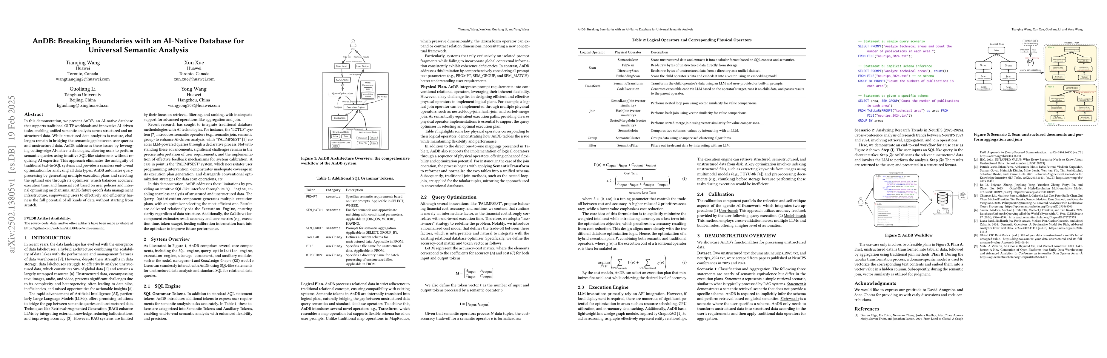 Thumbnail for AnDB: Breaking Boundaries with an AI-Native Database for Universal
  Semantic Analysis