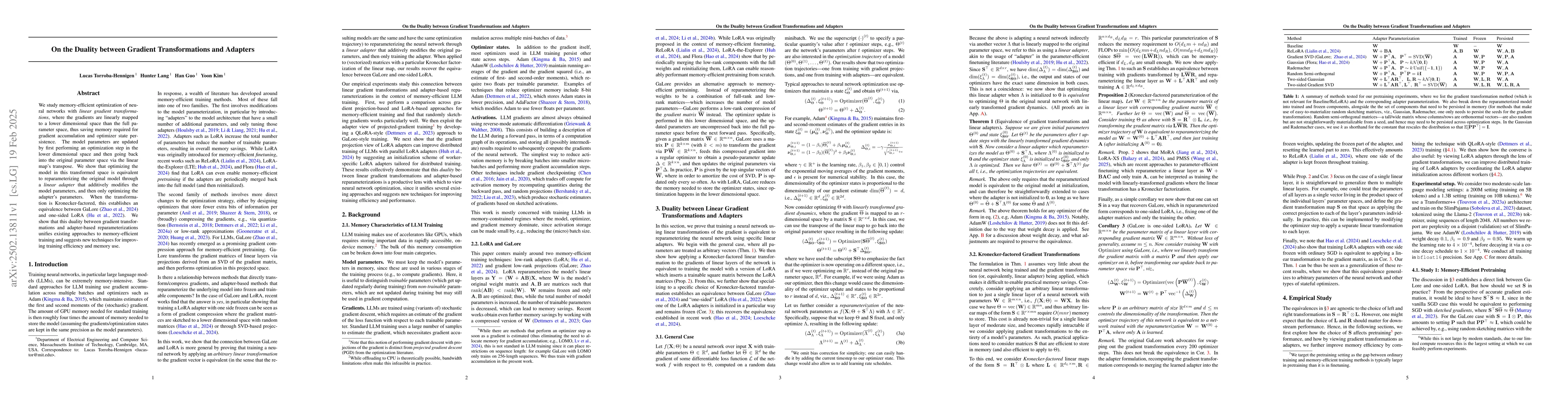 Thumbnail for On the Duality between Gradient Transformations and Adapters