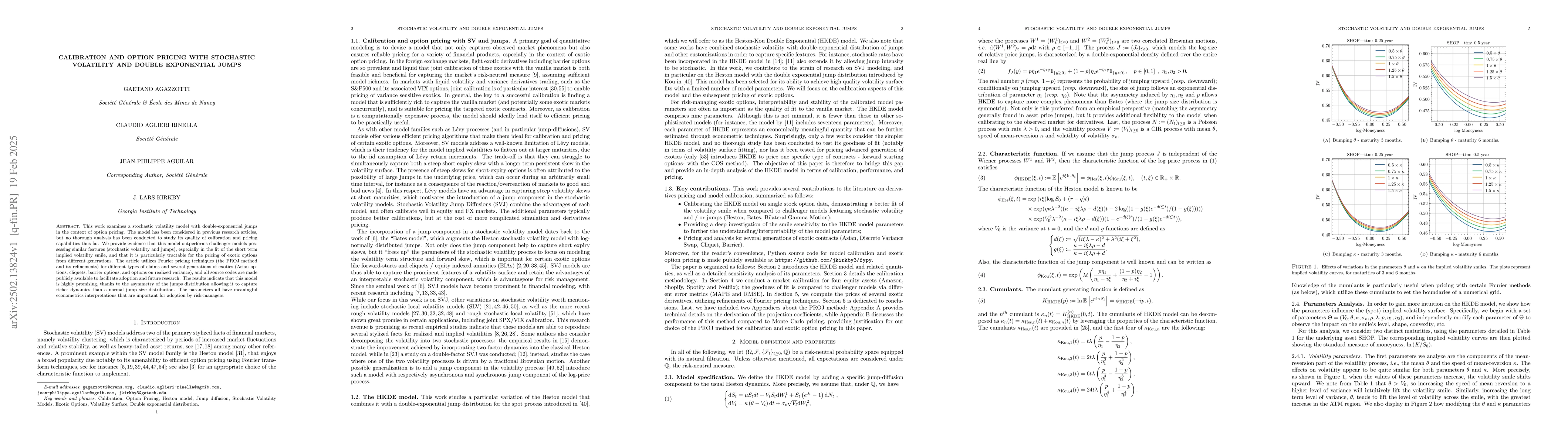 Thumbnail for Calibration and Option Pricing with Stochastic Volatility and Double
  Exponential Jumps