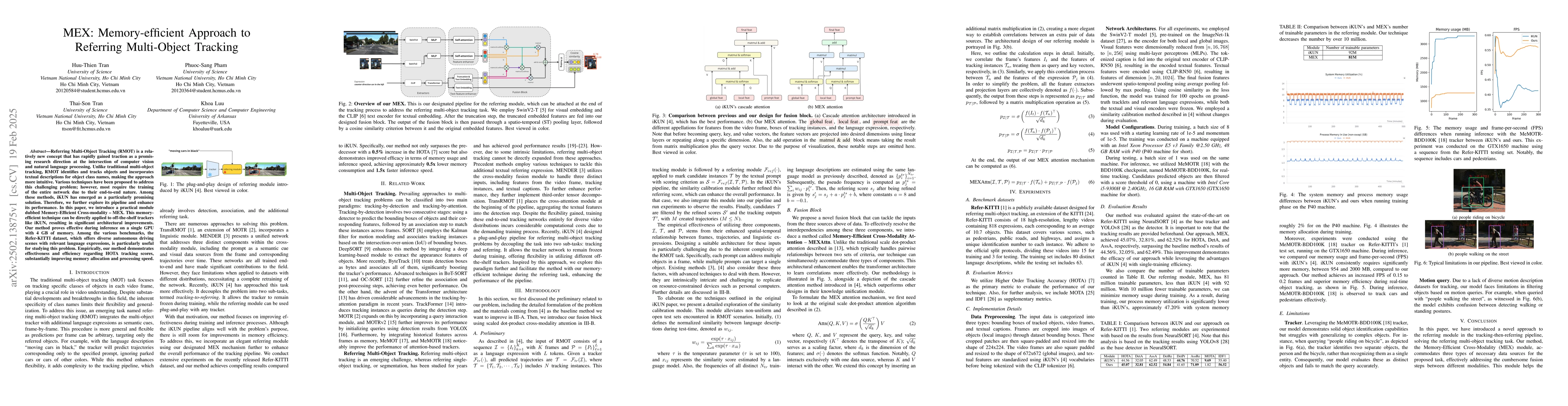 Thumbnail for MEX: Memory-efficient Approach to Referring Multi-Object Tracking