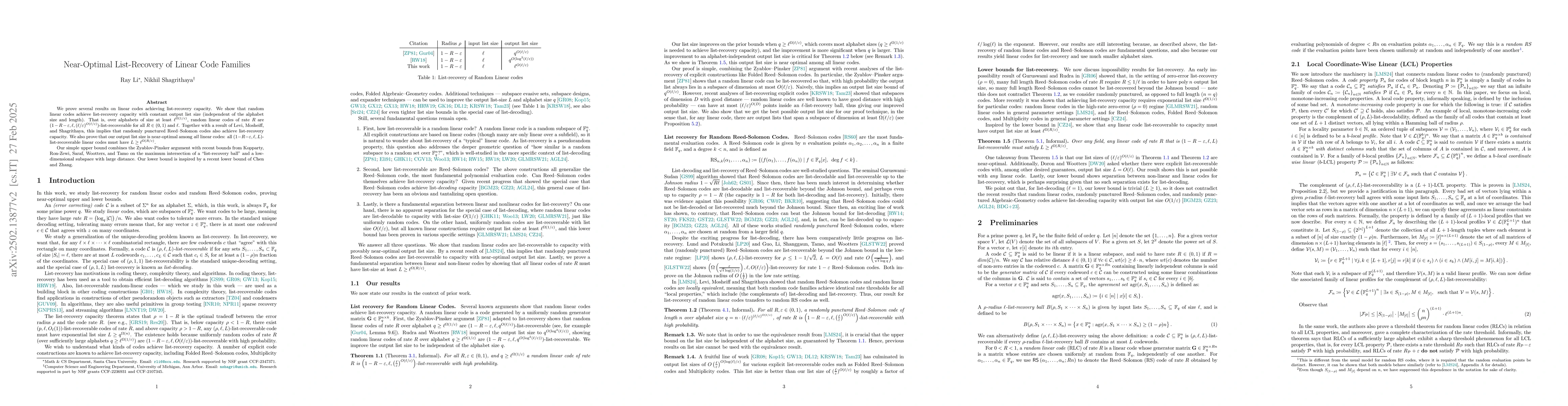 Thumbnail for Near-Optimal List-Recovery of Linear Code Families