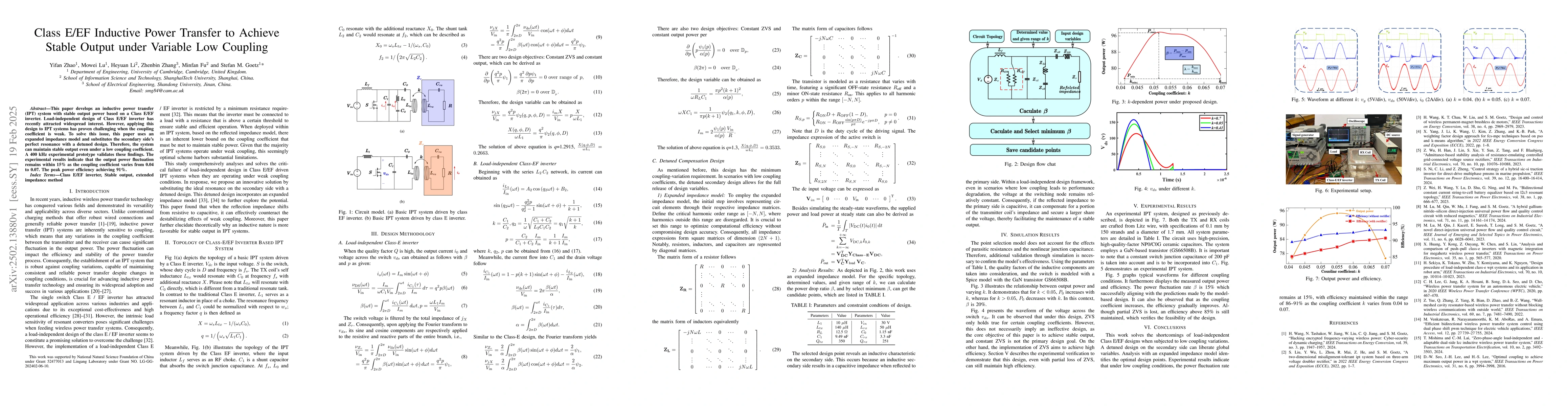 Thumbnail for Class E/EF Inductive Power Transfer to Achieve Stable Output under
  Variable Low Coupling