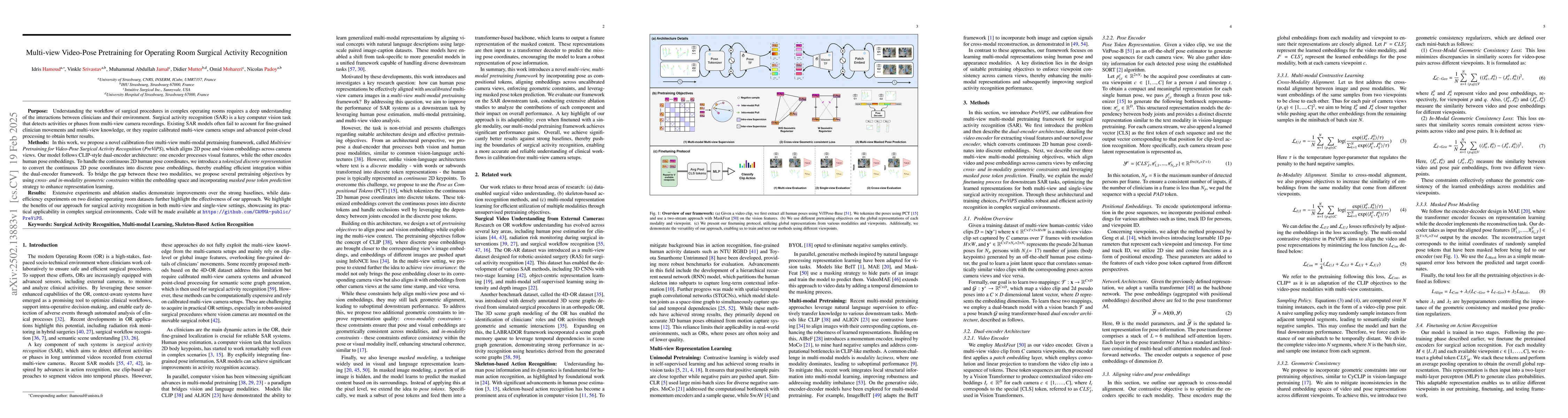Thumbnail for Multi-view Video-Pose Pretraining for Operating Room Surgical Activity
  Recognition