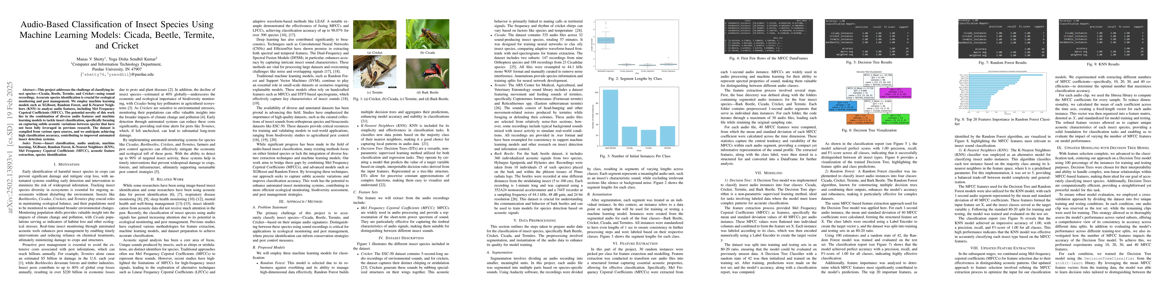 Thumbnail for Audio-Based Classification of Insect Species Using Machine Learning
  Models: Cicada, Beetle, Termite, and Cricket
