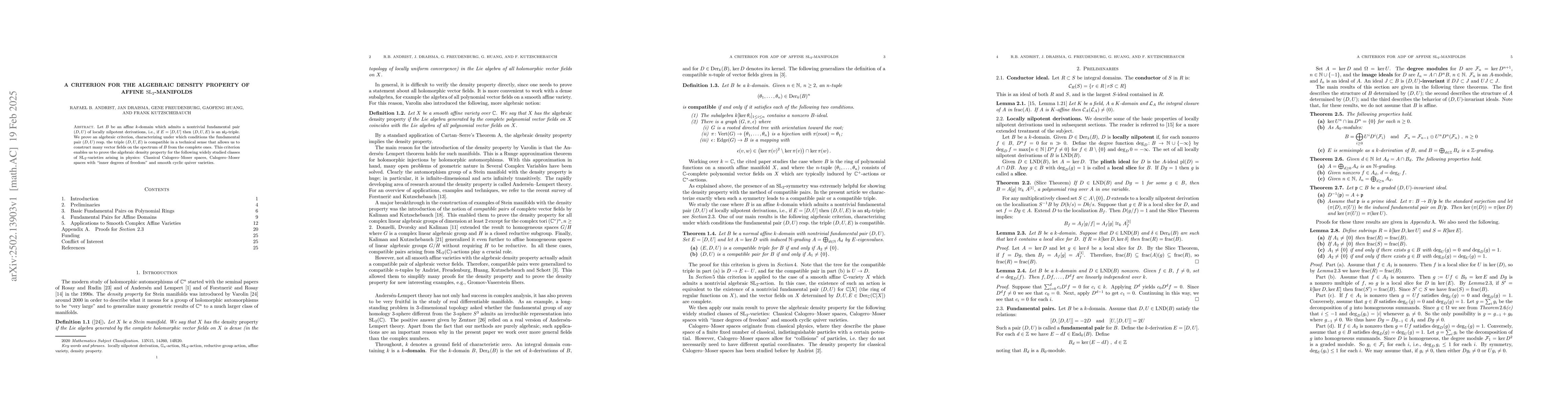 Thumbnail for A Criterion for the Algebraic Density Property of Affine
  $SL_2$-Manifolds