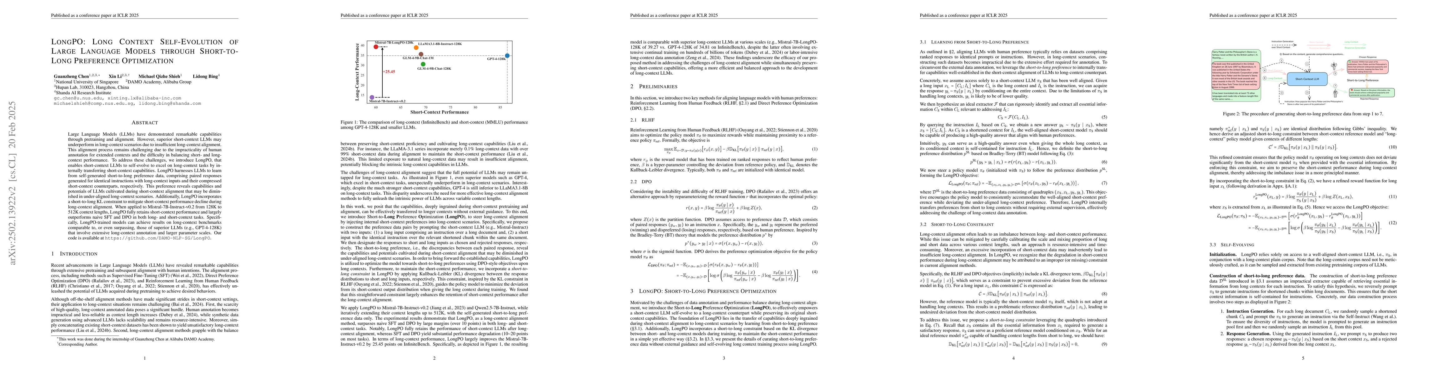 Thumbnail for LongPO: Long Context Self-Evolution of Large Language Models through
  Short-to-Long Preference Optimization