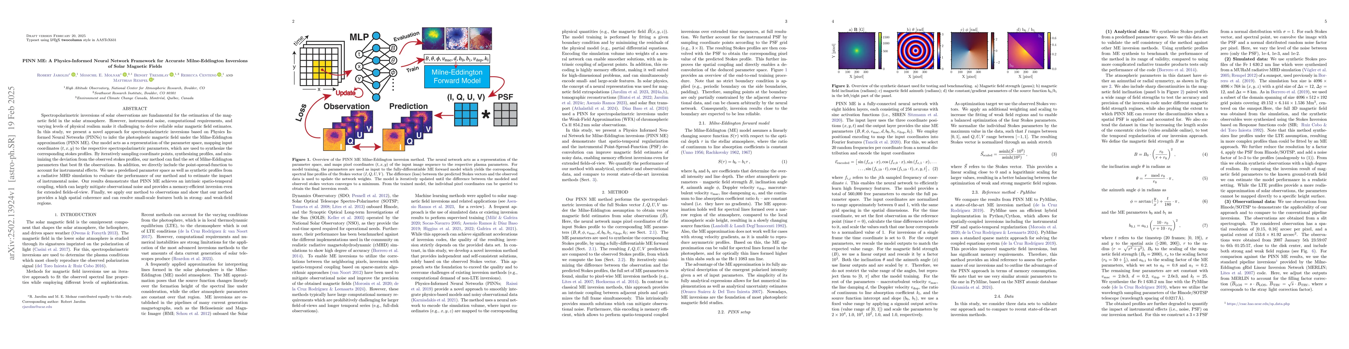 Thumbnail for PINN ME: A Physics-Informed Neural Network Framework for Accurate
  Milne-Eddington Inversions of Solar Magnetic Fields