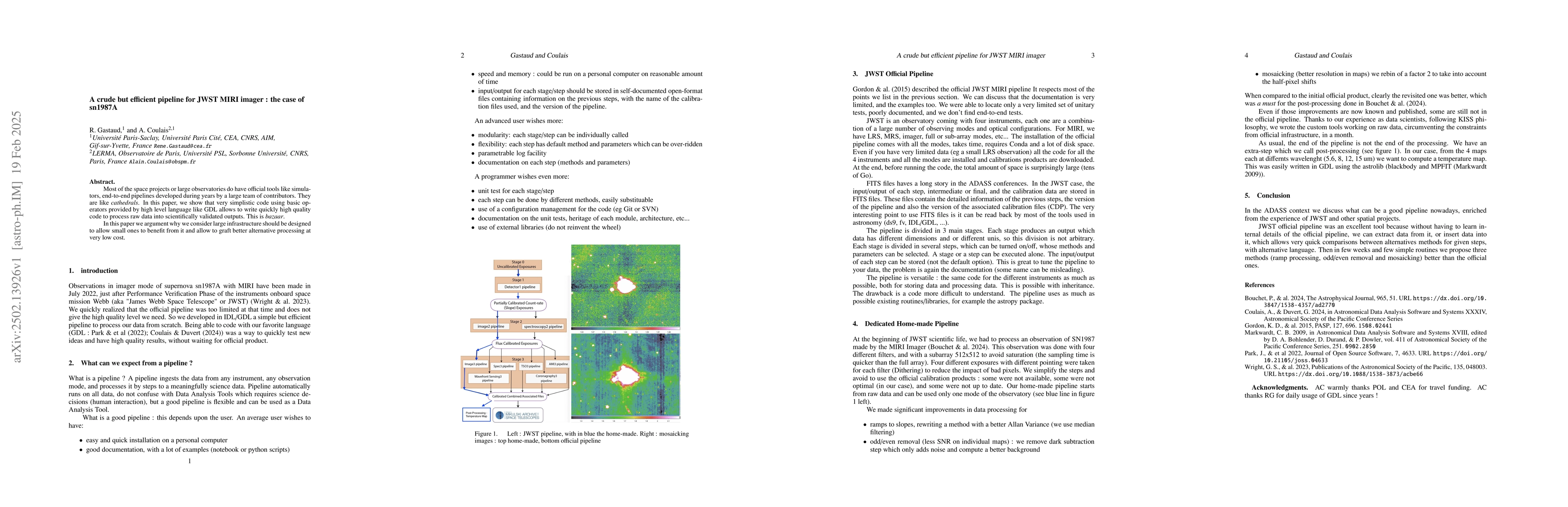 Thumbnail for A crude but efficient pipeline for JWST MIRI imager : the case of
  sn1987A