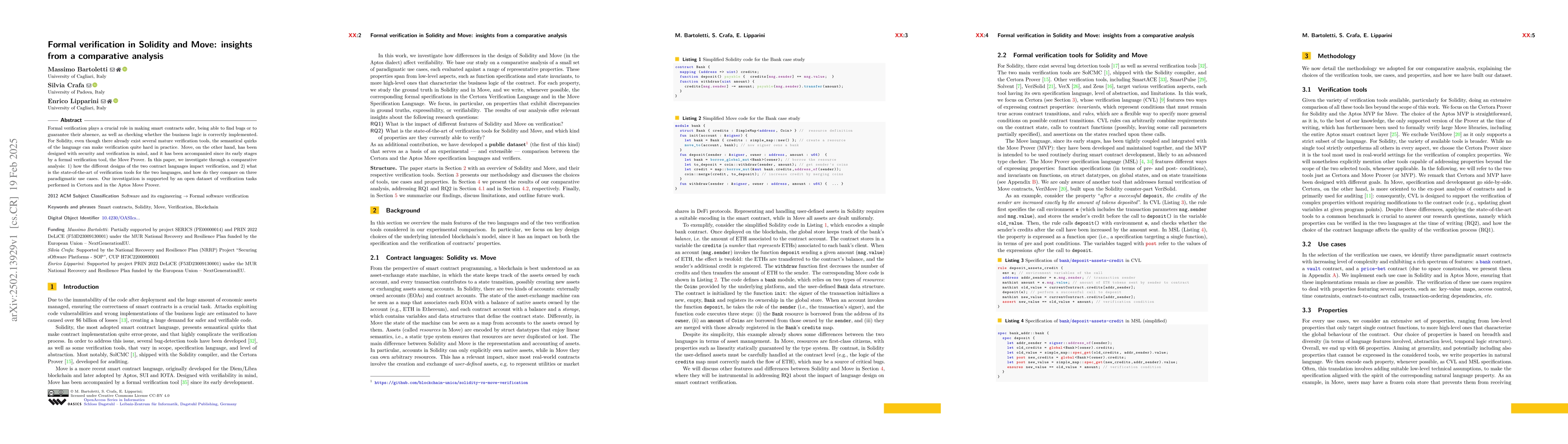 Thumbnail for Formal verification in Solidity and Move: insights from a comparative
  analysis