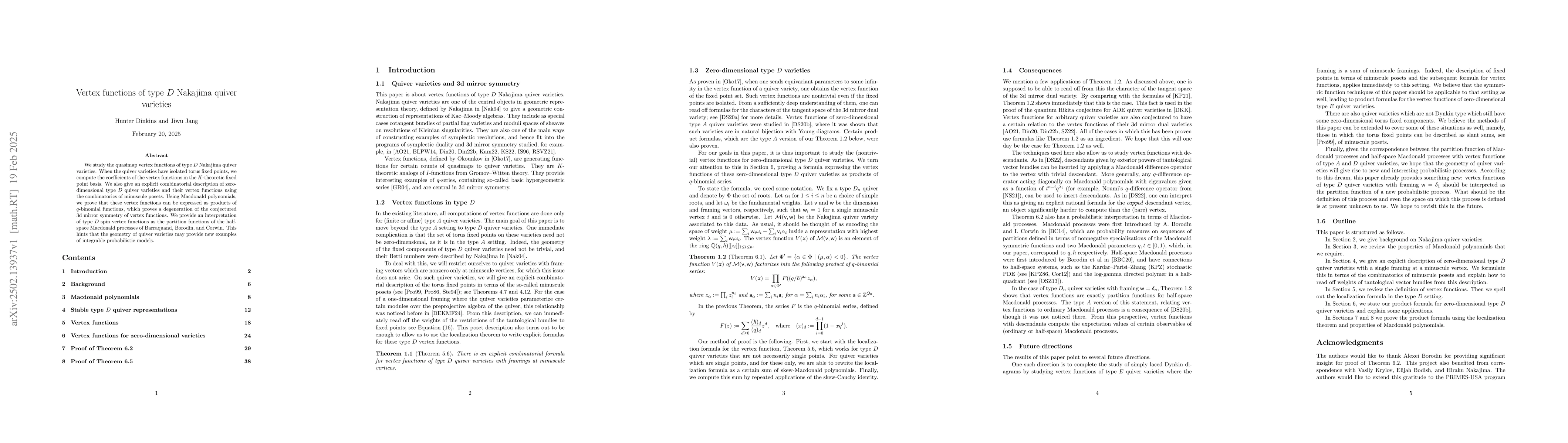 Thumbnail for Vertex functions of type $D$ Nakajima quiver varieties