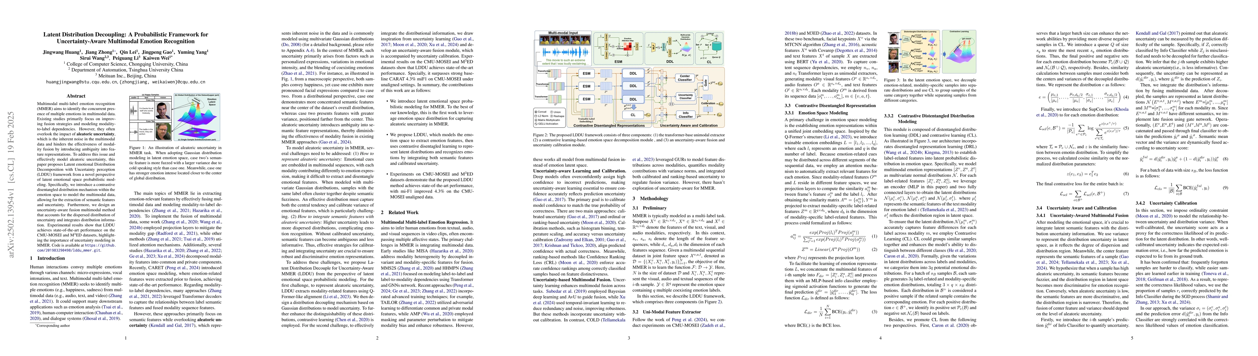 Thumbnail for Latent Distribution Decoupling: A Probabilistic Framework for
  Uncertainty-Aware Multimodal Emotion Recognition