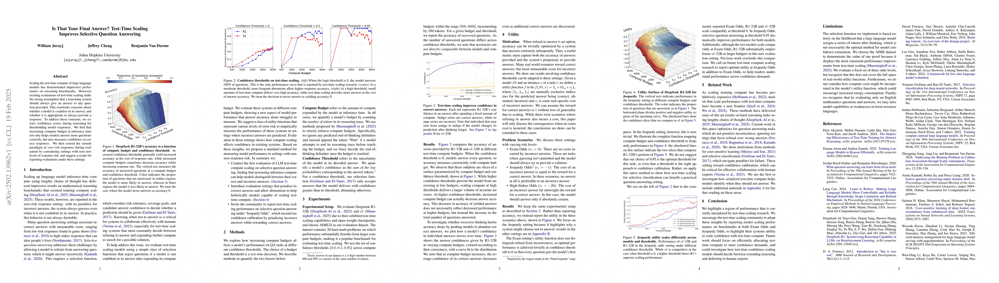 Thumbnail for Is That Your Final Answer? Test-Time Scaling Improves Selective Question
  Answering