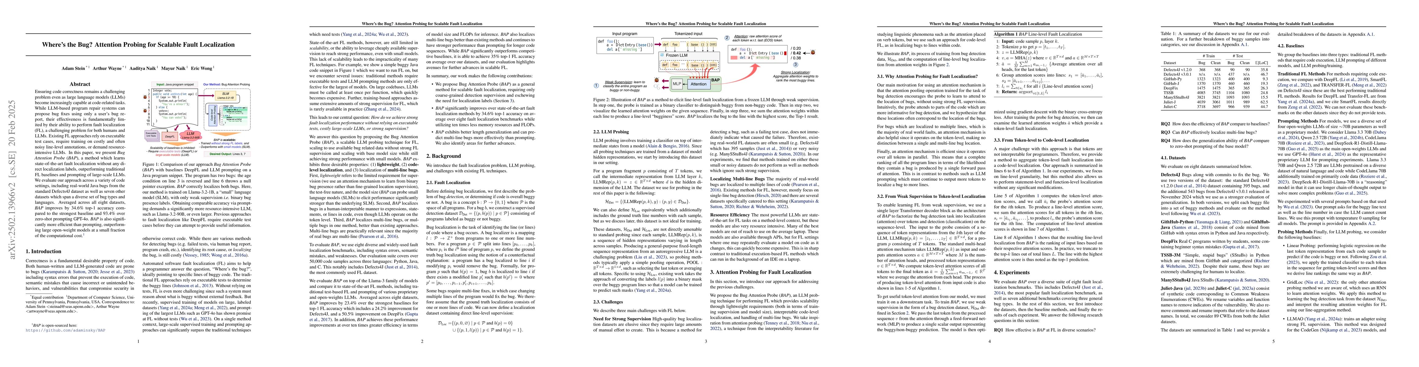 Thumbnail for Where's the Bug? Attention Probing for Scalable Fault Localization