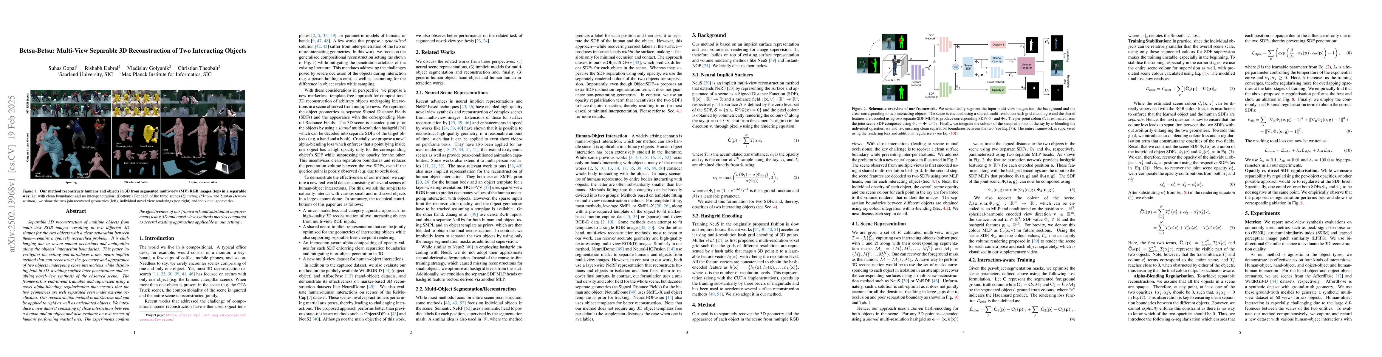 Thumbnail for Betsu-Betsu: Multi-View Separable 3D Reconstruction of Two Interacting
  Objects
