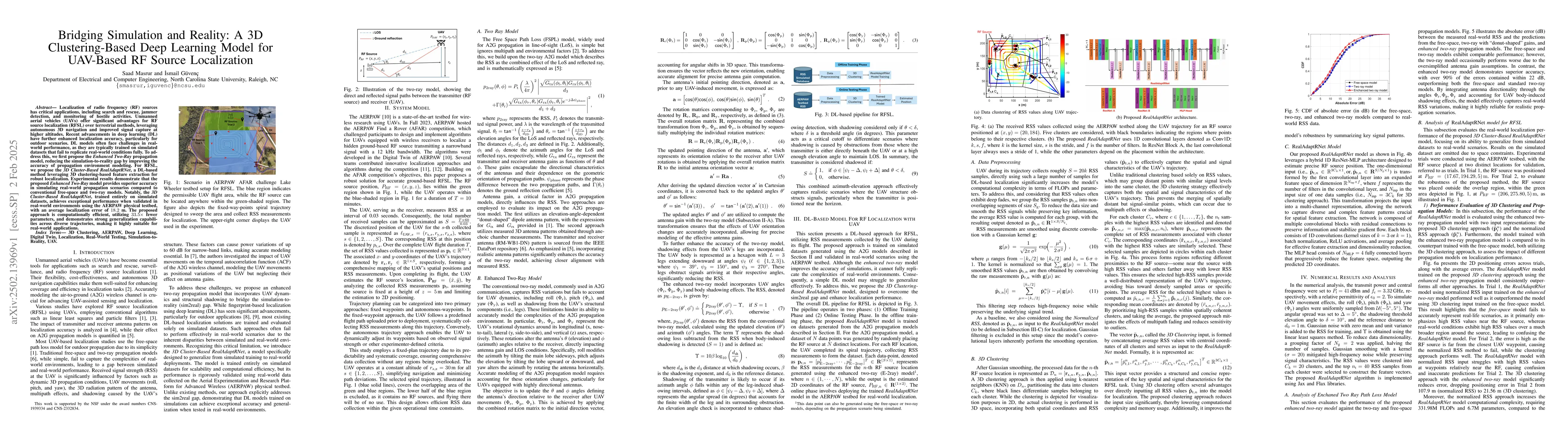 Thumbnail for Bridging Simulation and Reality: A 3D Clustering-Based Deep Learning
  Model for UAV-Based RF Source Localization