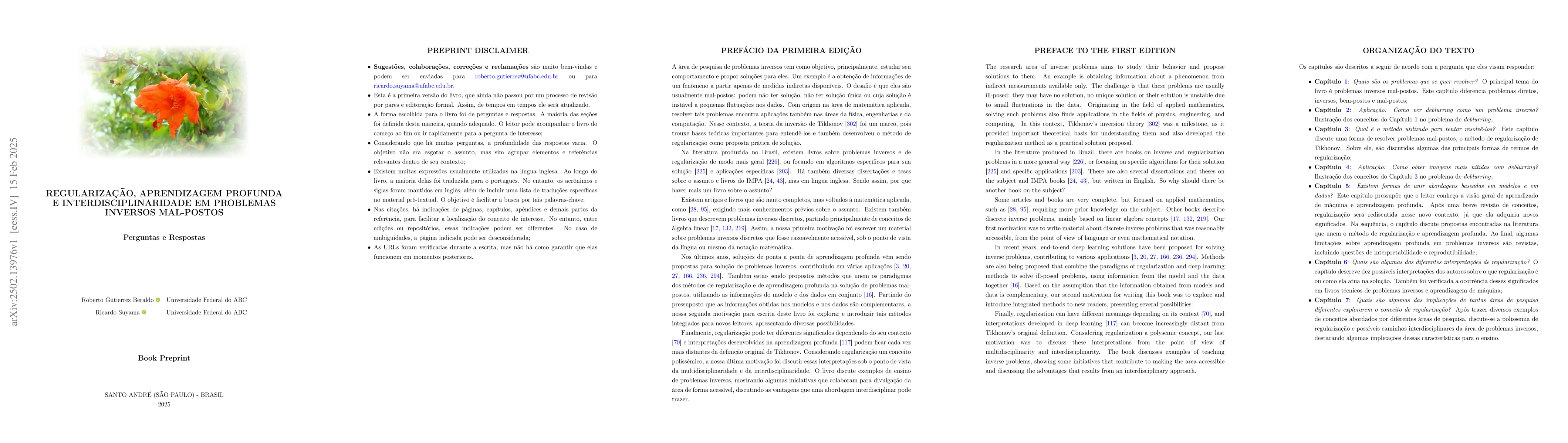 Thumbnail for Regularização, aprendizagem profunda e interdisciplinaridade em
  problemas inversos mal-postos