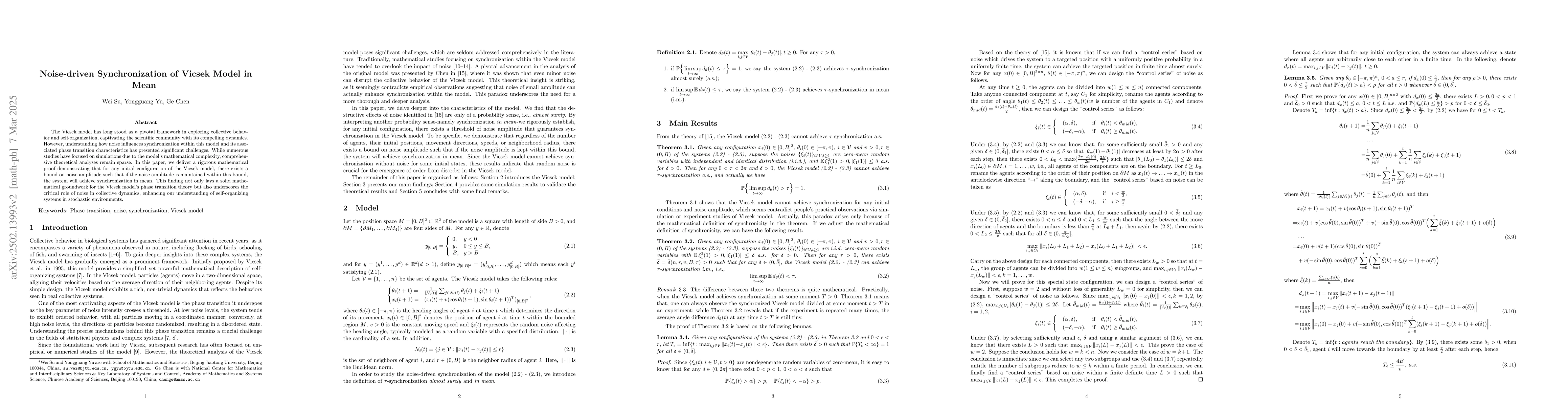 Thumbnail for Noise-driven Synchronization of Vicsek Model in Mean