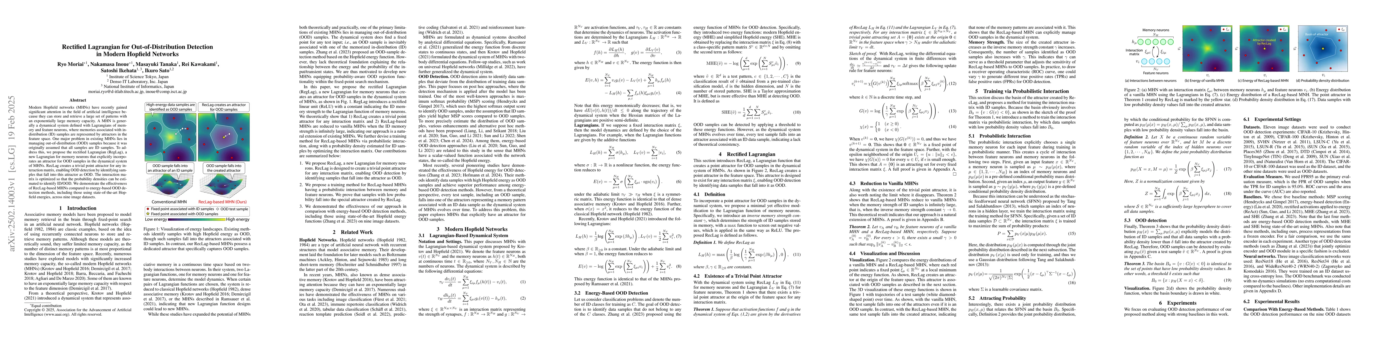 Thumbnail for Rectified Lagrangian for Out-of-Distribution Detection in Modern
  Hopfield Networks