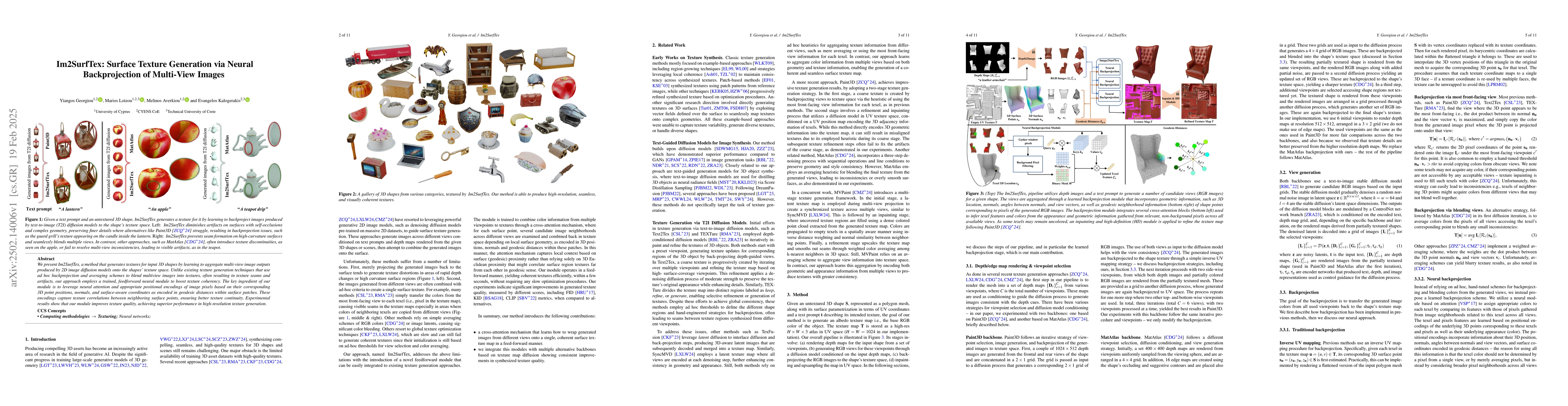 Thumbnail for Im2SurfTex: Surface Texture Generation via Neural Backprojection of
  Multi-View Images