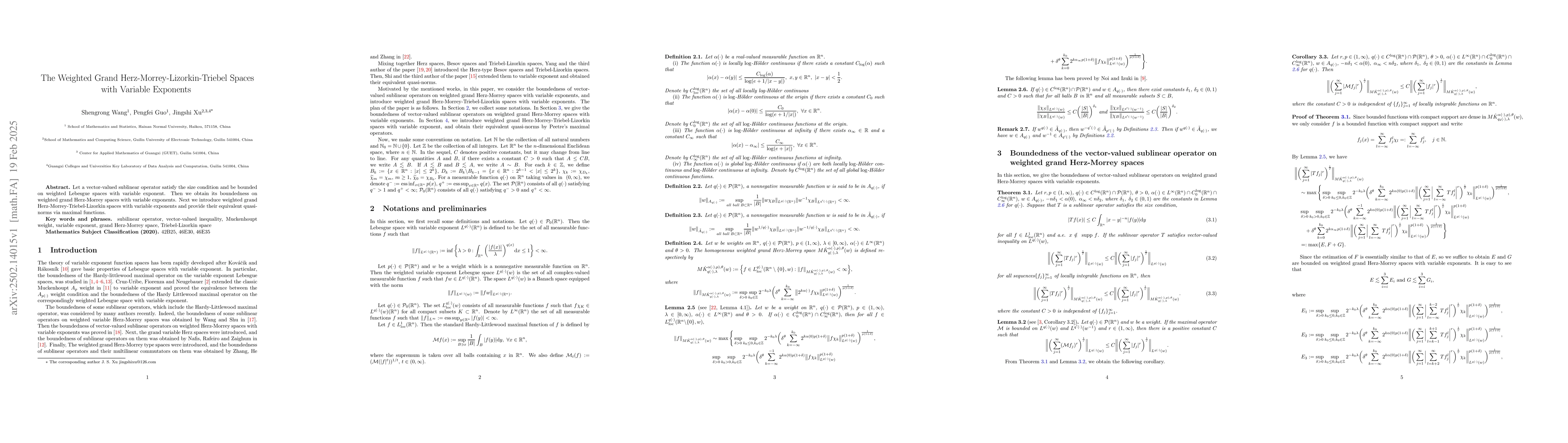 Thumbnail for The Weighted Grand Herz-Morrey-Lizorkin-Triebel Spaces with Variable
  Exponents
