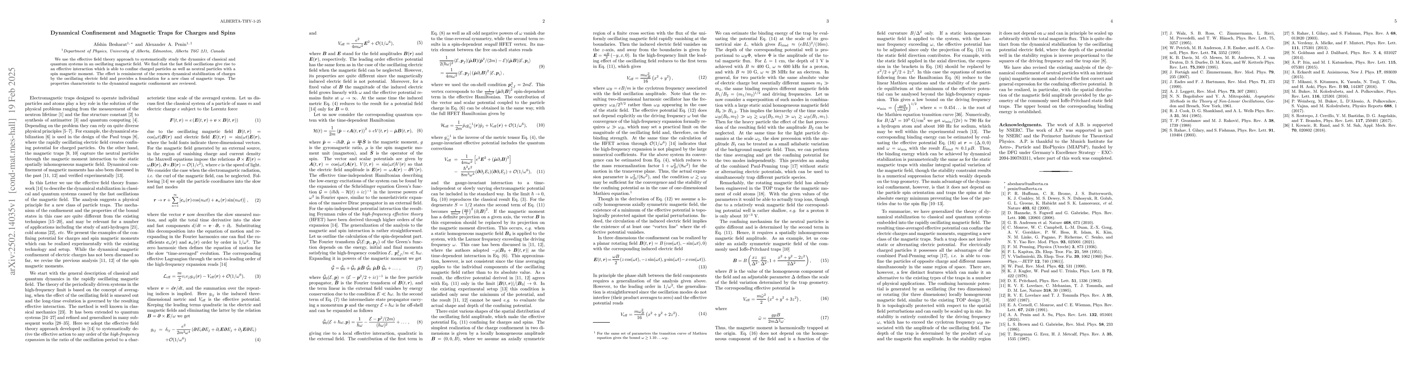 Thumbnail for Dynamical Confinement and Magnetic Traps for Charges and Spins