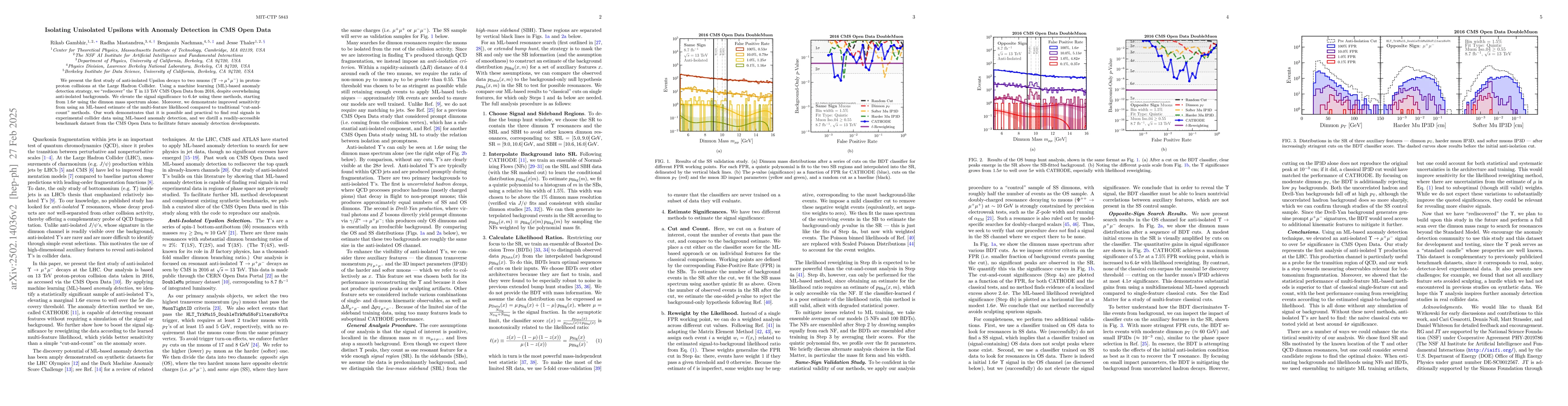 Thumbnail for Isolating Unisolated Upsilons with Anomaly Detection in CMS Open Data