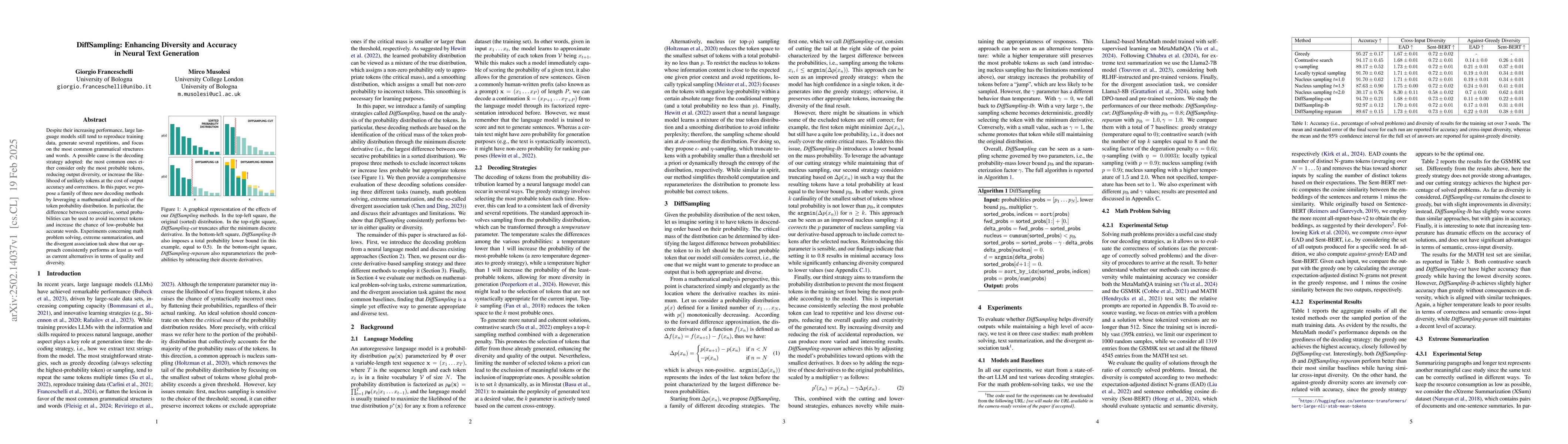 Thumbnail for DiffSampling: Enhancing Diversity and Accuracy in Neural Text Generation