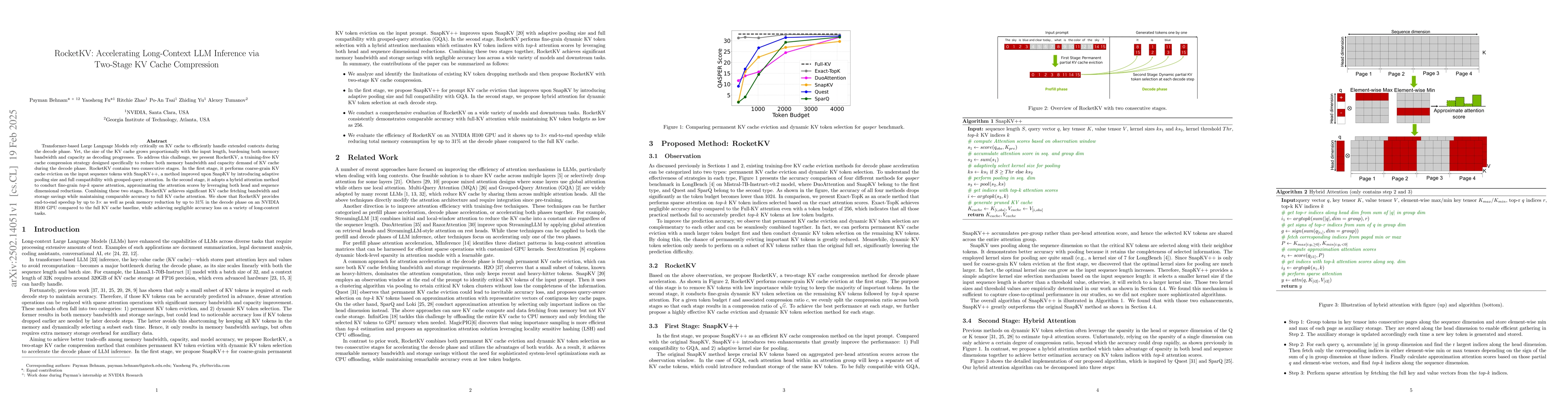Thumbnail for RocketKV: Accelerating Long-Context LLM Inference via Two-Stage KV Cache
  Compression