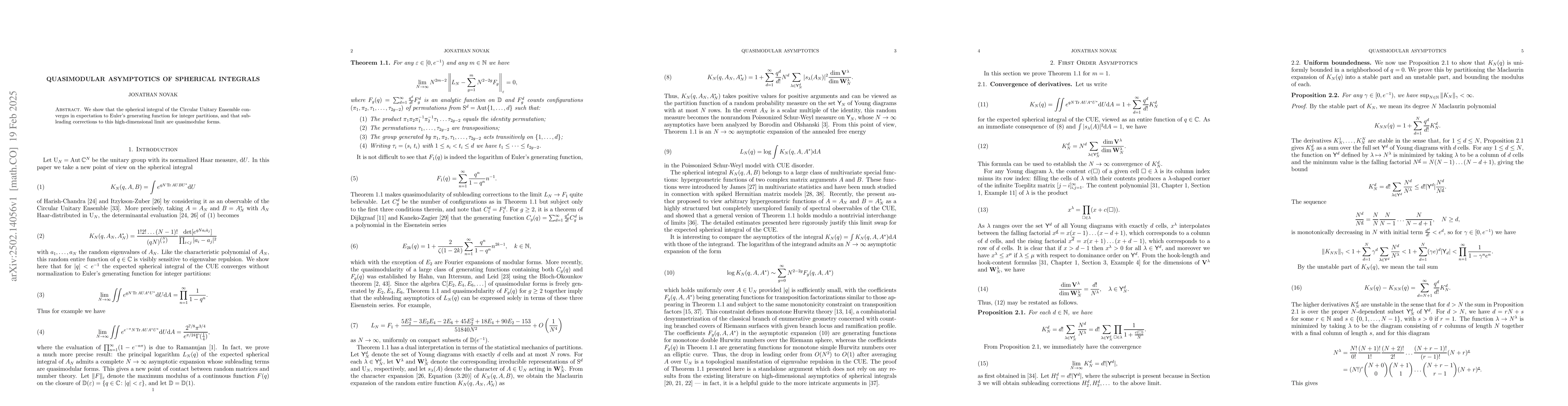 Thumbnail for Quasimodular Asymptotics of Spherical Integrals