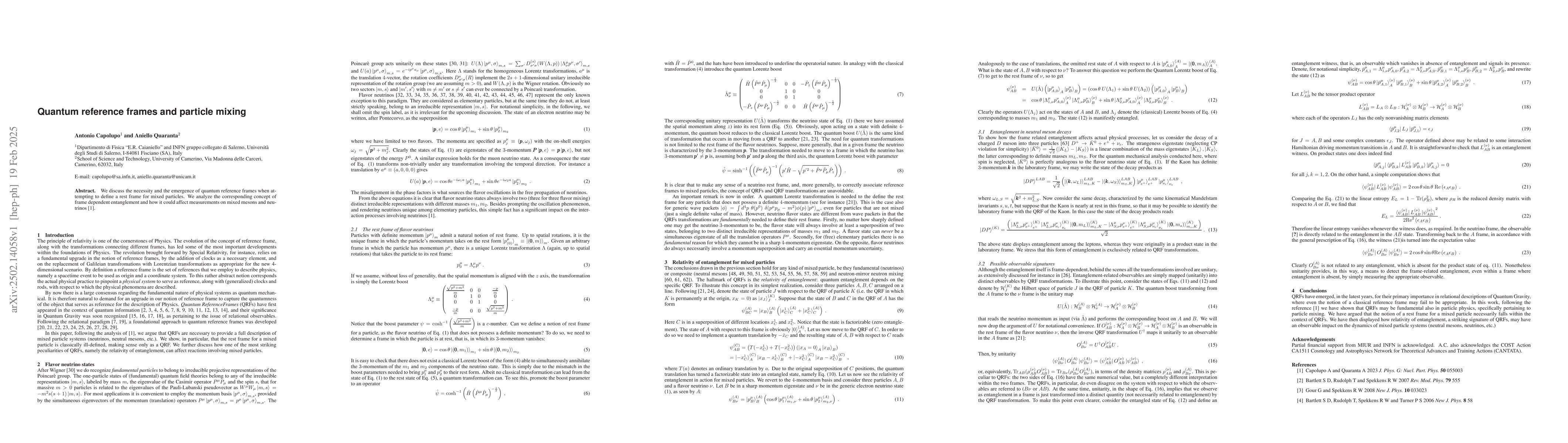 Thumbnail for Quantum reference frames and particle mixing